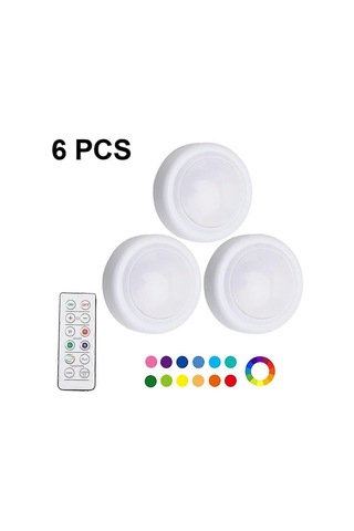 16 Renk Değiştirilebilir Led Disk Aydınlatmalı 6 Adet Gece Lambası Çok Renkli