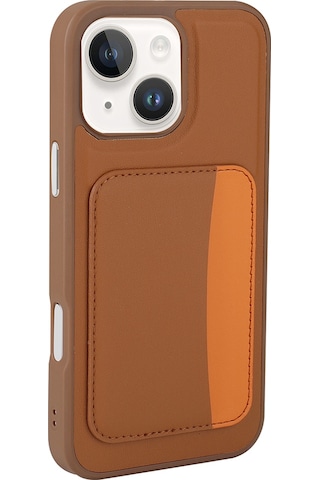 More Tr Apple Uyumlu iPhone 14 Kılıf Kartlıklı Zore X-kart Silikon Kapak - Kahverengi