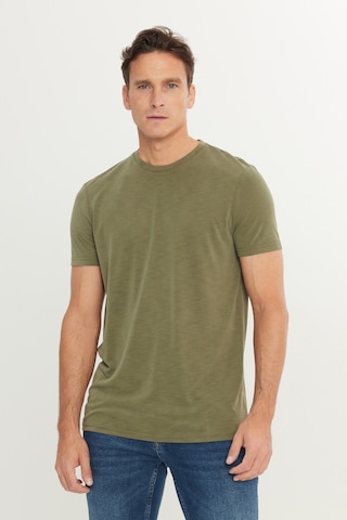 AC&Co / Altınyıldız Classics Erkek Hakı Yumuşak Dokulu Slim Fit Dar Kesim Bisiklet Yaka Tişört Haki