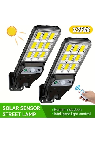 Boatshop1 2 Adet Lihangstar Akıllı Hareket Sensörlü Güneş Enerjili Dış Mekan Aydınlatma 9cob Panelli 3 Modlu Uzaktan Kumandalı Bahçe Veranda Işık