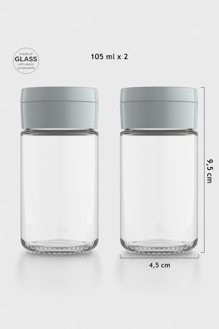 Renga Dorian 105 Ml Gri Kapaklı 2'li Cam Tuzluk Biberlik Seti 121006 Gri