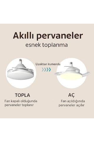 Led Işıklı Katlanabilir Akıllı Tavan Vantilatörü Sessiz Fan