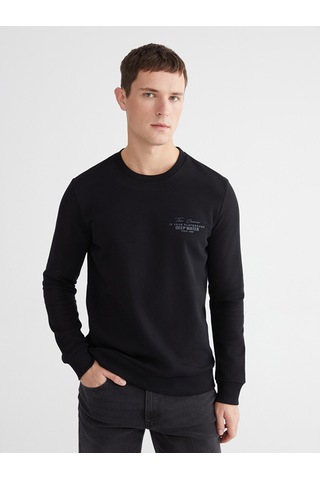 Lcwaıkıkı Classic Siyah Bisiklet Yaka Erkek Kalın Sweatshirt