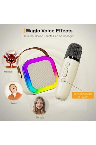 Karaoke Hoparlör 5w Tf Kart/usb/tws/ses Değiştirme Özellikli Mikrofonlu Rgb Işıklı Bluetooth Speaker