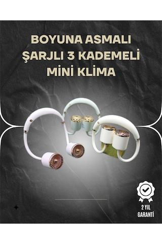 Asılabilir Mini Boyun Fanı 1000mah Şarjlı Turbo Güçlü Rüzgar
