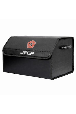 Jeep Marka Logolu Oto Bagaj Organizer Çanta Oto Bagaj Çantası 2 Bölmeli Suni Deri 48 Cm X 31 Cm X 29 Cm