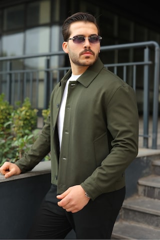 Spor Şık Rahat Kumaş Düğmeli Mevsimlik Ceket Haki
