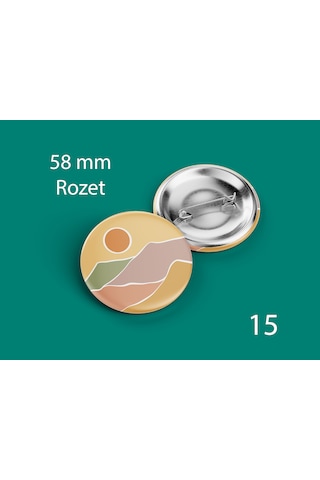 58 Mm Buton Rozet İğneli Çanta Kıyafet Rozeti Günbatımı Manzarası Çok Renkli