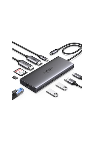 Ugreen Revedok Pro 210 10-in-1 Type-c Giriş 2xusb-a 2.0, 1xusb-a 3.0, 2xusb-c, 2xhdmı 8k/4k, Sd, Tf, Rj45, 15534 -