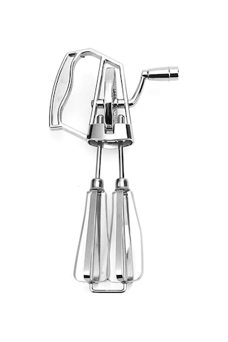 Manuel Yumurta Çırpıcı El Krankı - Paslanmaz Çelik Çırpma Teli, Gümüş Gümüş