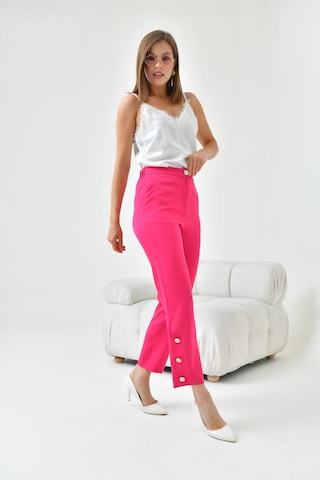 Ftz Women Kadın Dar Paça Düğmeli Pantolon Fuşya 30779-Fuşya