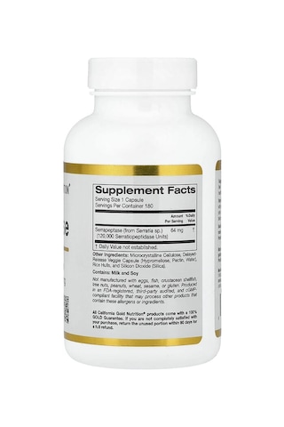 California Gold Nutrition, Serrapeptase, Proteolytic Enzyme, 120,000 Spus, 180 Veggie Capsules
