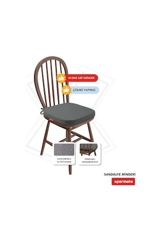 Xpermate 4'lü Sandalye Minderi Seti Oval 42x42x5 Cm Standart Fit, Fermuarlı Yıkanabilir Kılıf, Bağcıklı Kaymaz, Diğer