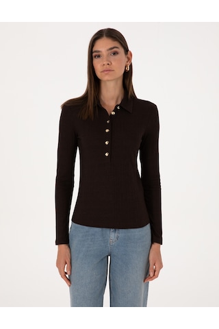 Pierre Cardin Kadın Kahverengi Bluz Örme 50309153-vr029 Kahverengi