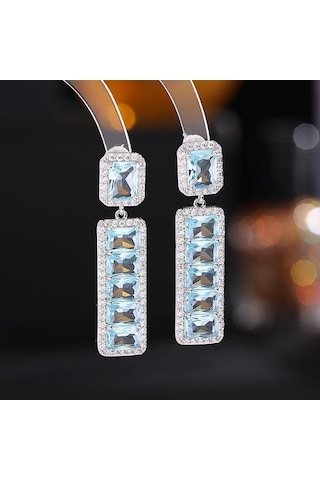 Novahub Mor Moda Cz Kare Dangle Küpe, Kadınlar İçin Romantik Sevgilisi Doğum Günü Hediyesi, Lüks Bakır Küpe Takı Çok Renkli