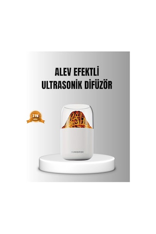 Alev Efektli Ultrasonik Uçucu Yağ Difüzörü 280ml Su Tanklı Ve Sessiz Çalışma Özellikli