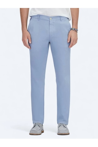 Kip Mavi Dokuma Jogging Fit Casual Pamuk Karışımlı Pantolon Mavi