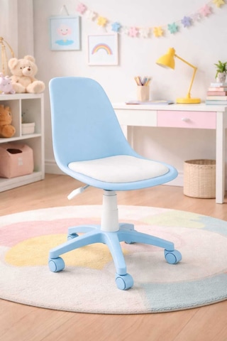 Royalyat Nova Mavi Çalışma Sandalyesi-ergonomik Ofis Koltuğu, Ayarlanabilir Yükseklik, Tekerlekli, Minderli