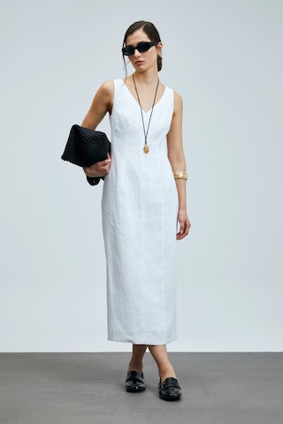 Lufian Honey Kadın Kolsuz Keten Elbise Beyaz Beyaz 121290016100500 Beyaz