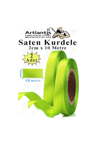 Açık Yeşil Kurdele Saten 2 Cm 10 Metre 2 Adet Saten Kurdela Parlak Hediye Ve Süsleme Şeridi Süs Paketleme Çiçek Saç El