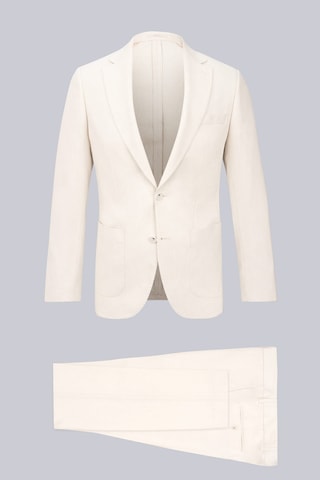 Hatemoğlu Bej Slim Fit Mono Yaka Keten Takım Elbise