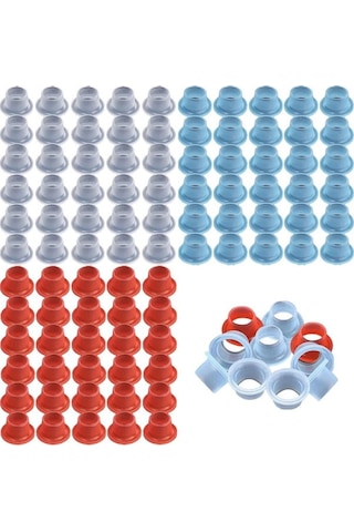 Maiyame Sızdırmazlık İçin 4 Parça Evrensel Musluk Contası - 100 Adet Şeffaf, Mavi, Kırmızı Silikon Conta Seti