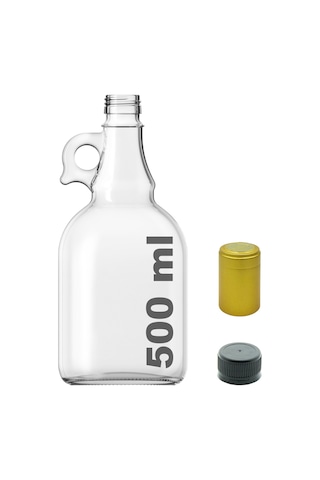 Afracam Galon Şeffaf 500 ML Kilitli Kapaklı ve Kapüşonlu Boş Cam Şişe