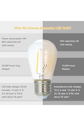 Mufunye E27 Bazlı 4'lü Paket 2w Led Ampul, Işık Ayarlı, 220-240v, 2700k Sıcak Beyaz, 150 Lümen, Enerji Tasarruflu