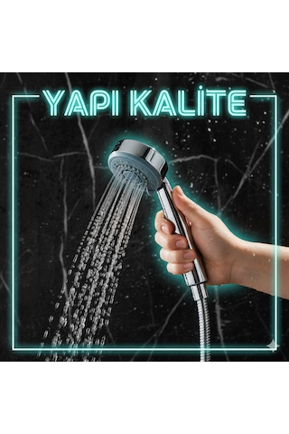 3 Fonksiyonlu Alyans Renk Duş Başlığı Kaliteli Ve Dayanıklı Krom