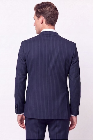 Efor Slim Fit Mono Yaka Esnek Yünlü Lacivert Çizgili Takım Elbise Tk 942
