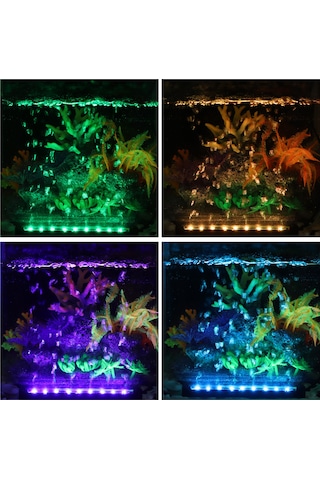 Vkemall Akvaryum Işık Ve Oksijenleyici 2'li Fonksiyon, Kumandalı Renk Değiştiren 30cm Led Balık Tankı Baloncuk Lambası Avrupa Standartı