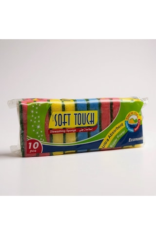 Technow Klasik 9 X 6 Cm 4 Renkli Düz Bulaşık Süngeri 10 Adet