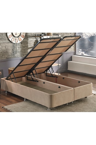 Nironyatak Niron Ela Baza -160X200 Cm Çift Kişilik Sandıklı Sütlü Kahve Kuma