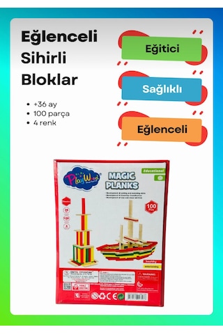 Sihirli Bloklar I Eğitici 100'lü Ve 4 Renkli Tahta Bloklar