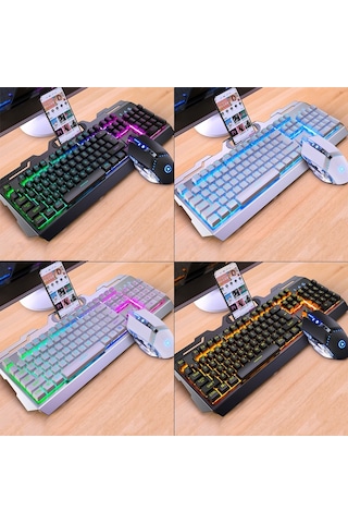 Yındıao V2 Mekanik Hissediyorum Oyun Klavyesi Fare Seti Siyah, Turuncu, Sarı, Işık