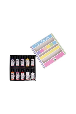 Fırça Hediyeli 10 X 40 Ml Akrilik Boya Seti 0,15 L