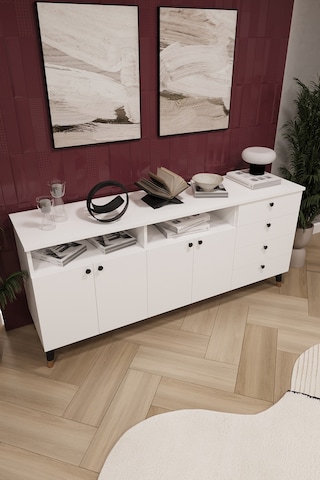 Asra Trend Lüks Konsol Tv Ünitesi %100 Mdf Salon Ve Yemek Odası Ünitesi Knsl06 Beyaz
