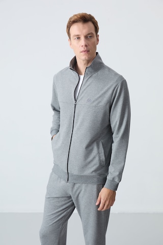Tommy Life Gri Melanj Pamuklu Kalın Yumuşak Dokulu Comfort Fit Basic Erkek Eşofman Takım - 85260 GRİ MELANJ