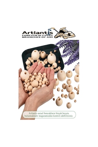 Naturel Ahşap Boncuk 18mm 150 Lü 1 Paket Ham Boyanabilir Ahşap Yuvarlak Doğal Boncuklar Takı Tasarım Ektinlik Kreş Okul