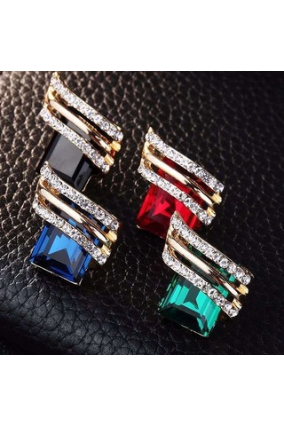 Mavi Kırmızı Zirkonyumlu, Yeşil, Siyah Küpeli, Nişan Küpeli, Düğün, Yıldönümü Hediyesi, Parti, Takı İle Şık Kadın Sandıklar Mavi