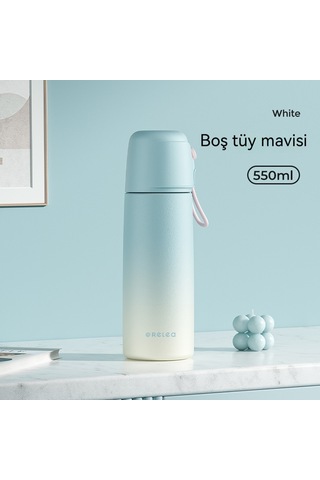 Aurora Büyükkapasiteli Paslanmazçelik Termos Fincan Mavi Gök Mavisi