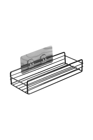 Hfambition Siyah Metal Duvar Takımı: Banyo Ve Mutfak İçin Deliksiz Rak, 1 Adet Yapıştırıcı Kanca İle - Sj190518 Siyah