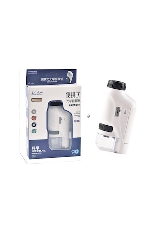 Dianziye 8602 Beyaz Optik Mini Mikroskop - Çocuklar İçin El Tipi Bilim Deneyi Oyuncak, Öğrencilere Eğitici Hediye