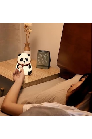 Sevimli Panda Gece Lambası Silikon Led Işık Çocuk Odası Dekoru Hediye Gözü Açık Diğer