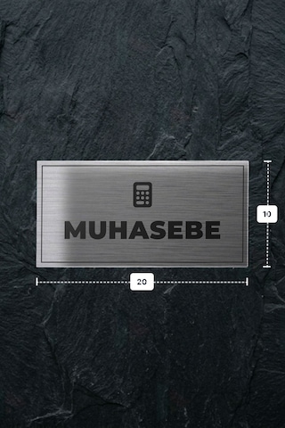 Muhasebe Yazılı - Metal - Gümüş Renk - Kapı İsimliği - 20x10 Cm