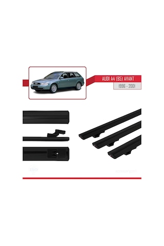 Audi A4 B5 Avant 1996-2001 Arası İle Uyumlu Basic Model Ara Atkı Tavan Barı Siyah 3 Adet