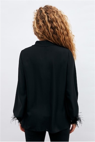 Sateen Manşeti Tüy Detaylı Bayan Gömlek 3075-2023 001