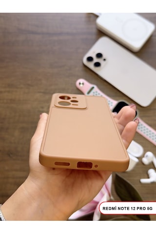 Redmi Note 12 Pro 5g Uyumlu Kamera Korumalı Darbeye Dayanıklı Renk Atmayan Keep Silikon Kılıf Kahverengi