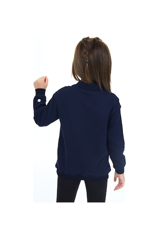 Kız Çocuk Regular Fit Polo Yaka Düşük Omuz Nakış Baskılı Sweatshirt - 2 İplik Lacivert