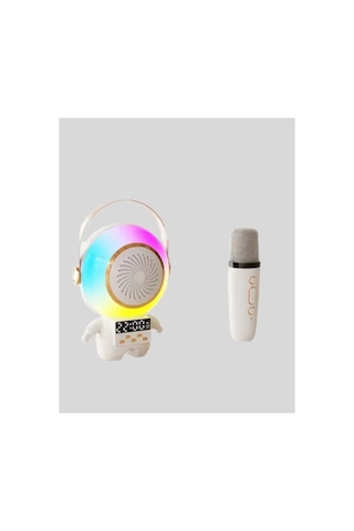 Astraltech Renkli Işıklı Astronot Mini Bluetooth Speaker Ve Karaoke Mikrofon